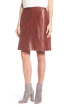 Petite Women's Halogen A-line Leather Skirt P - Brown