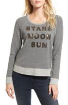 Women's Sundry Stars Moon Sun Crop Sweatshirt - Grey