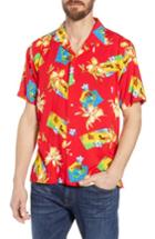 Men's Gitman Print Camp Shirt - Red