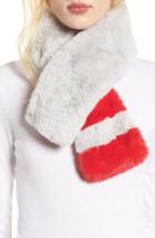 Women's Love Token Faux Fur Colorblock Scarf, Size - Grey