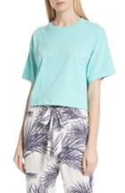 Women's Paradised Logo Embroidered Boxy Tee - Blue/green
