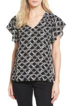 Women's Halogen Flutter Sleeve Print Blouse