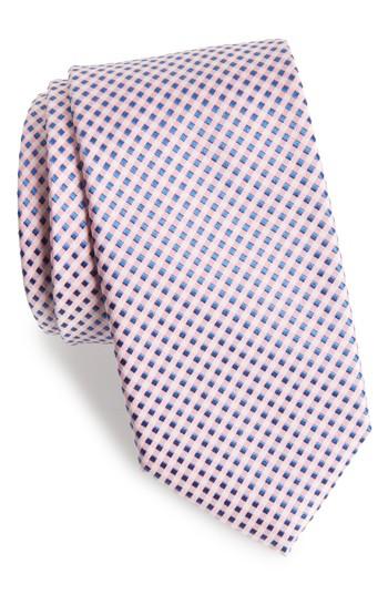 Men's Boss Grid Silk Tie, Size - Pink