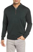 Men's Peter Millar Crown Soft Wool Blend Quarter Zip Sweater, Size - Green