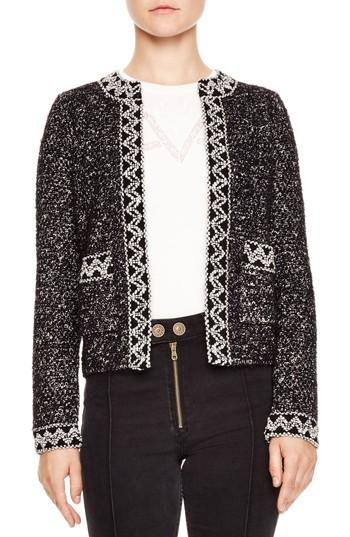 Women's Sandro Cladie Metallic Cardigan - Black