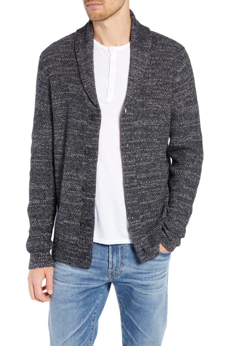 Men's Nordstrom Men's Shop Shawl Collar Cardigan, Size - Black