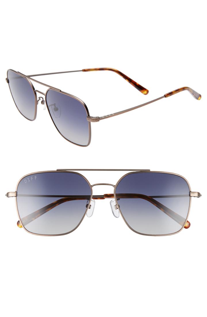 Women's Diff Ace 56mm Aviator Sunglasses - Brown/ Grey Blue Gradient