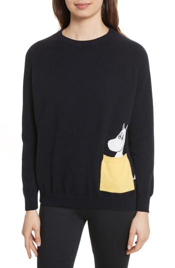 Women's Chinti & Parker Moomin Pocket Cashmere Sweater - Blue
