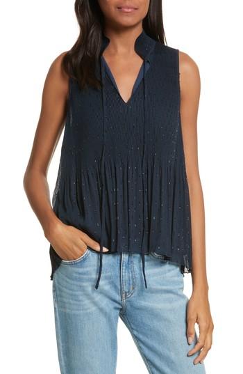 Women's Derek Lam 10 Crosby Shimmer Plisse Top - Blue