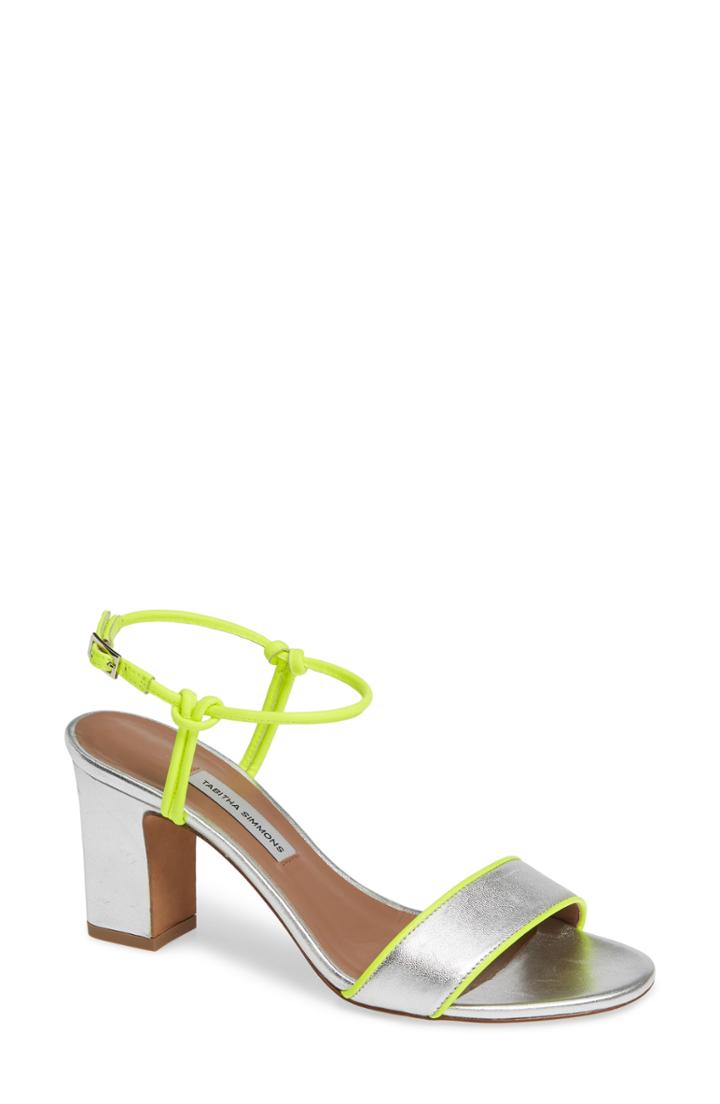 Women's Tabitha Simmons Bungee Block Heel Sandal Us / 39eu - Metallic