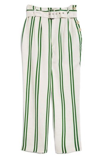 Women's Topshop Dolly Stripe Tapered Trousers Us (fits Like 0) - Green