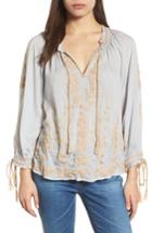 Women's Lucky Brand Embroidered Peasant Top - Blue
