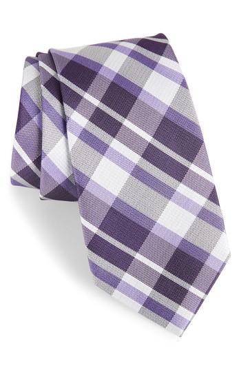 Men's Calibrate Modern Schoolboy Plaid Silk Tie, Size - Purple