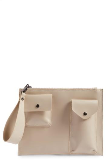 Bp. Pocket Front Faux Leather Clutch - Beige