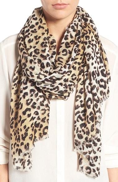 Women's Nordstrom Leopard Print Wrap, Size - Brown