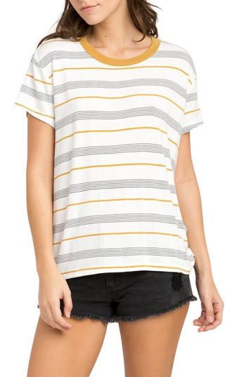 Women's Rvca Recess Stripe Tee - Yellow