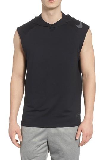 Men's Nike Dry Element Sleeveless Hoodie - Black