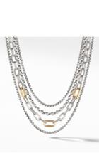 Women's David Yurman 4-row Mixed Chain Bib Necklace With 18k Yellow Gold
