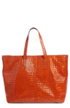 Dries Van Noten Croc Embossed Leather Tote - Orange