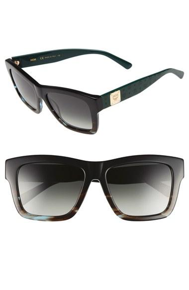 Women's Mcm 56mm Retro Sunglasses - Black/ Striped Aqua