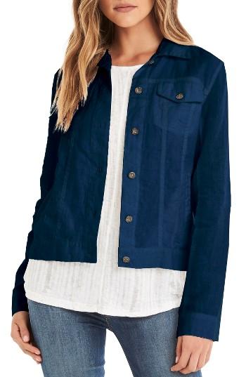 Women's Michael Stars Linen Denim Jacket - Blue
