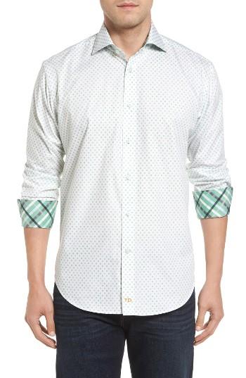 Men's Thomas Dean Classic Fit Neat Floral Print Sport Shirt