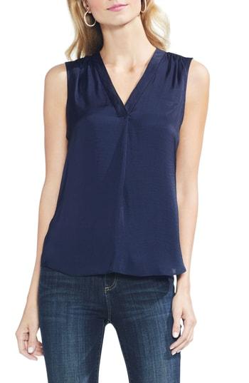 Women's Vince Camuto V-neck Rumple Satin Blouse, Size - Blue