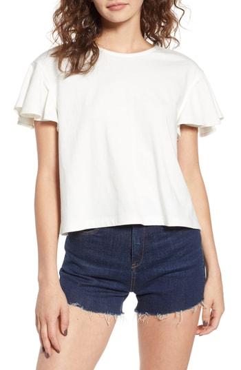 Women's Bp. Tie Back Flutter Sleeve Tee - Ivory