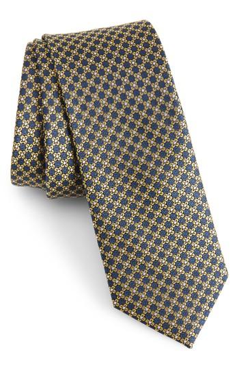 Men's The Tie Bar Floral Network Silk Skinny Tie, Size - Yellow