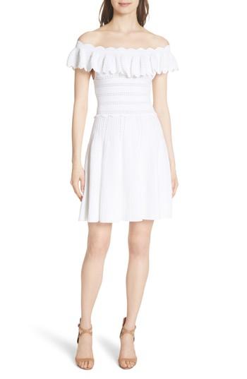 Women's Alice + Olivia Janella Ruffled Off The Shoulder Dress - White