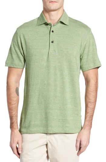 Men's Thaddeus Tyson Cotton & Linen Pique Polo, Size - Green