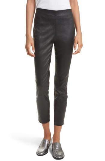Women's Rag & Bone Simone Lambskin Leather Ankle Pants - Black
