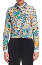 Women's Acne Studios Chea Floral Embroidered Crop Denim Jacket Us / 38 Eu - None