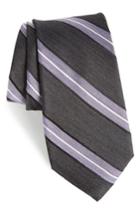 Men's Nordstrom Men's Shop Peralba Stripe Silk Blend Tie, Size - Black