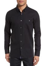 Men's Ted Baker London Nordlux Modern Slim Fit Stretch Cotton Sport Shirt (l) - Black