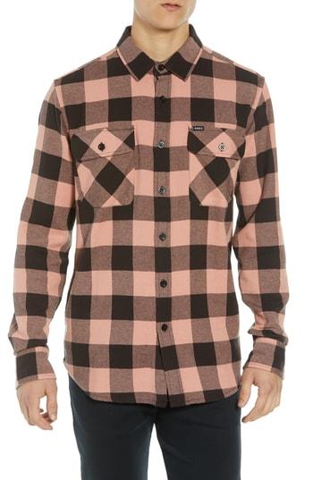 Men's Obey Vedder Buffalo Plaid Flannel Shirt - Pink