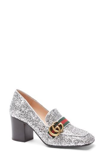 Women's Gucci Glitter Peyton Loafer Pump Us / 37eu - Grey