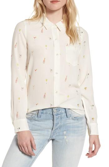 Women's Rails Kate Print Silk Blouse - Ivory
