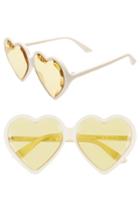 Women's Gucci 60mm Heart Sunglasses - Ivory/ Yellow
