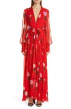 Women's Oscar De La Renta Floral Print Silk Maxi Dress - Orange