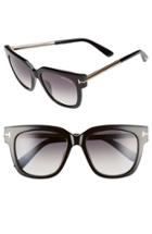 Women's Tom Ford 'tracy' 53mm Retro Sunglasses - Shiny Black/ Gradient Smoke
