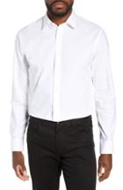 Men's Nordstrom Men's Shop Tech-smart Trim Fit Stretch Pinpoint Dress Shirt - 32/33 - White