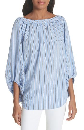 Women's Smythe Stripe Balloon Sleeve Blouse - Blue