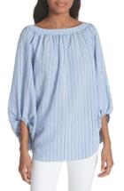 Women's Smythe Stripe Balloon Sleeve Blouse - Blue