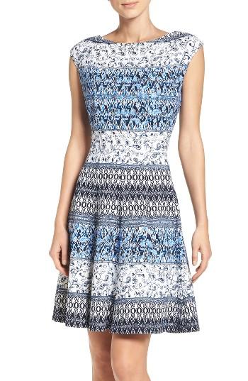 Women's Gabby Skye Scuba Fit & Flare Dress - Blue