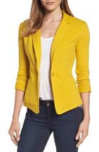 Petite Women's Caslon Knit One-button Blazer, Size P - Yellow