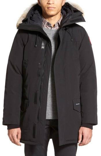 Men's Canada Goose Langford Slim Fit Down Parka With Genuine Coyote Fur Trim - Black