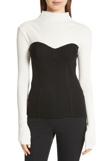 Women's Theory Bustier Seam Knit Top, Size - Black