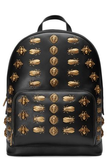Gucci Animal Studs Leather Backpack -