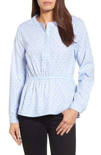 Women's Halogen Cinched Front Peplum Top, Size - Blue